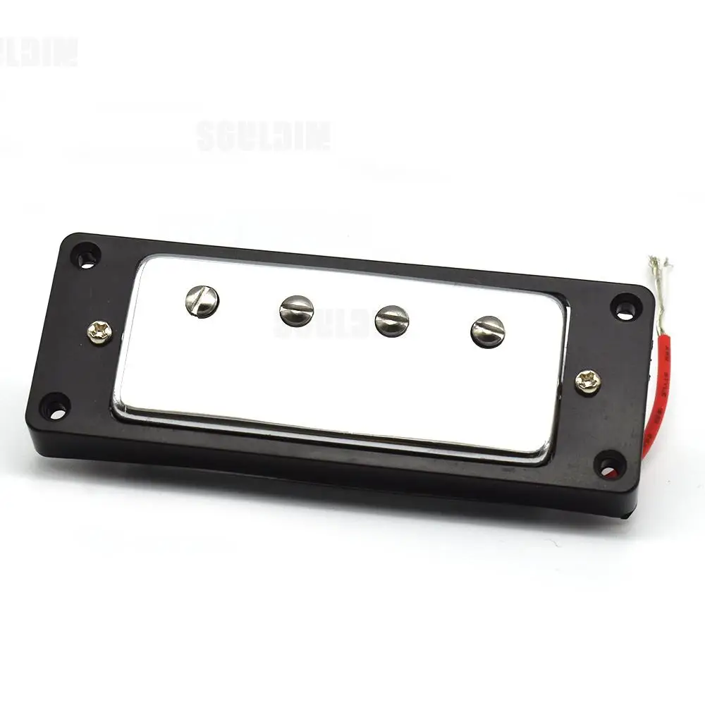 1Pcs Mini Chrome 4 string Bass Guitar Humbucker Pickups with Black Ring Mounting screws