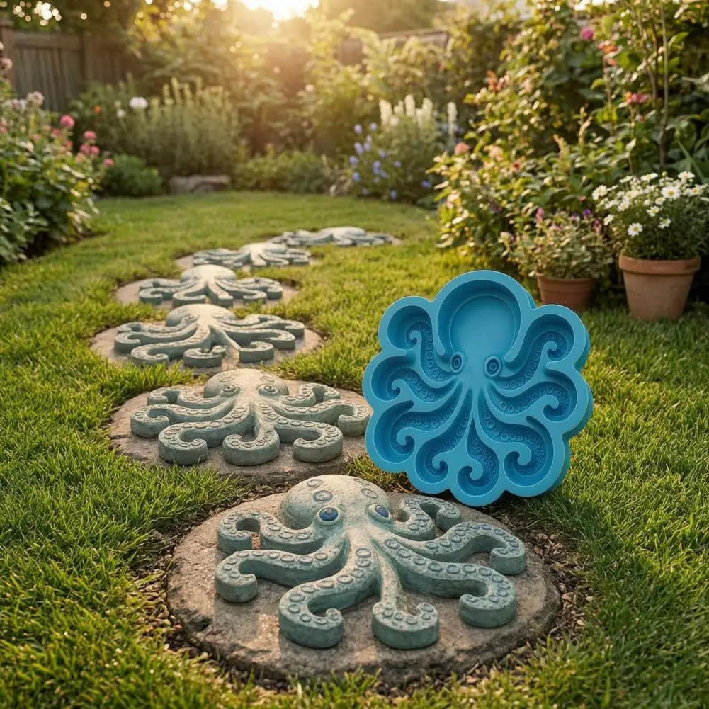 Garden Stepping Stone Form Ocean Mold Ocean Stepping Stone Silicone Mold Reusable Garden Patio Casting Mold Sea Turtle Octopus