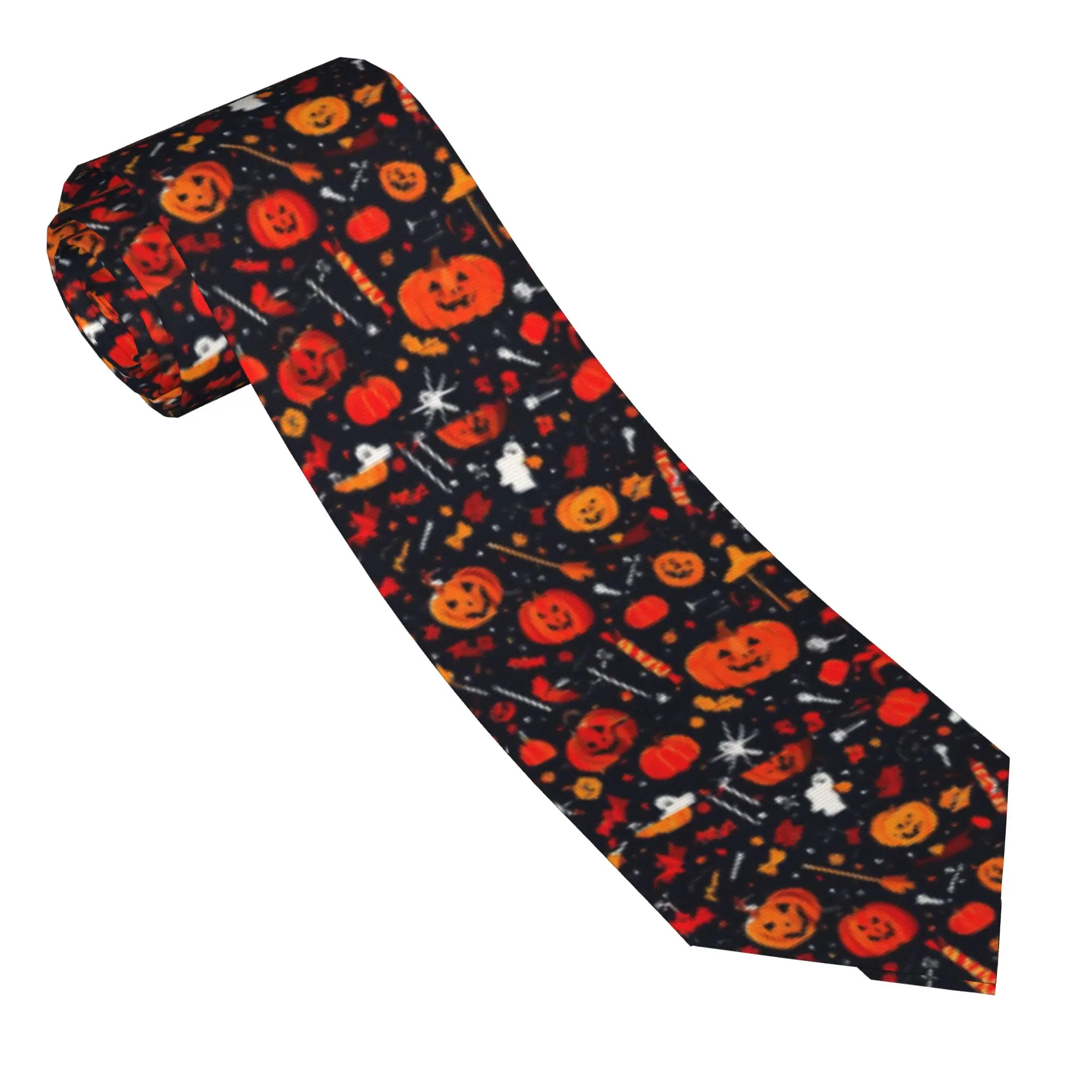 Ghosts And Pumpkins Necktie Men 8 cm Halloween Spooky Design  Neck Ties for Men Casual Wide Suits Gravatas Accessories Business