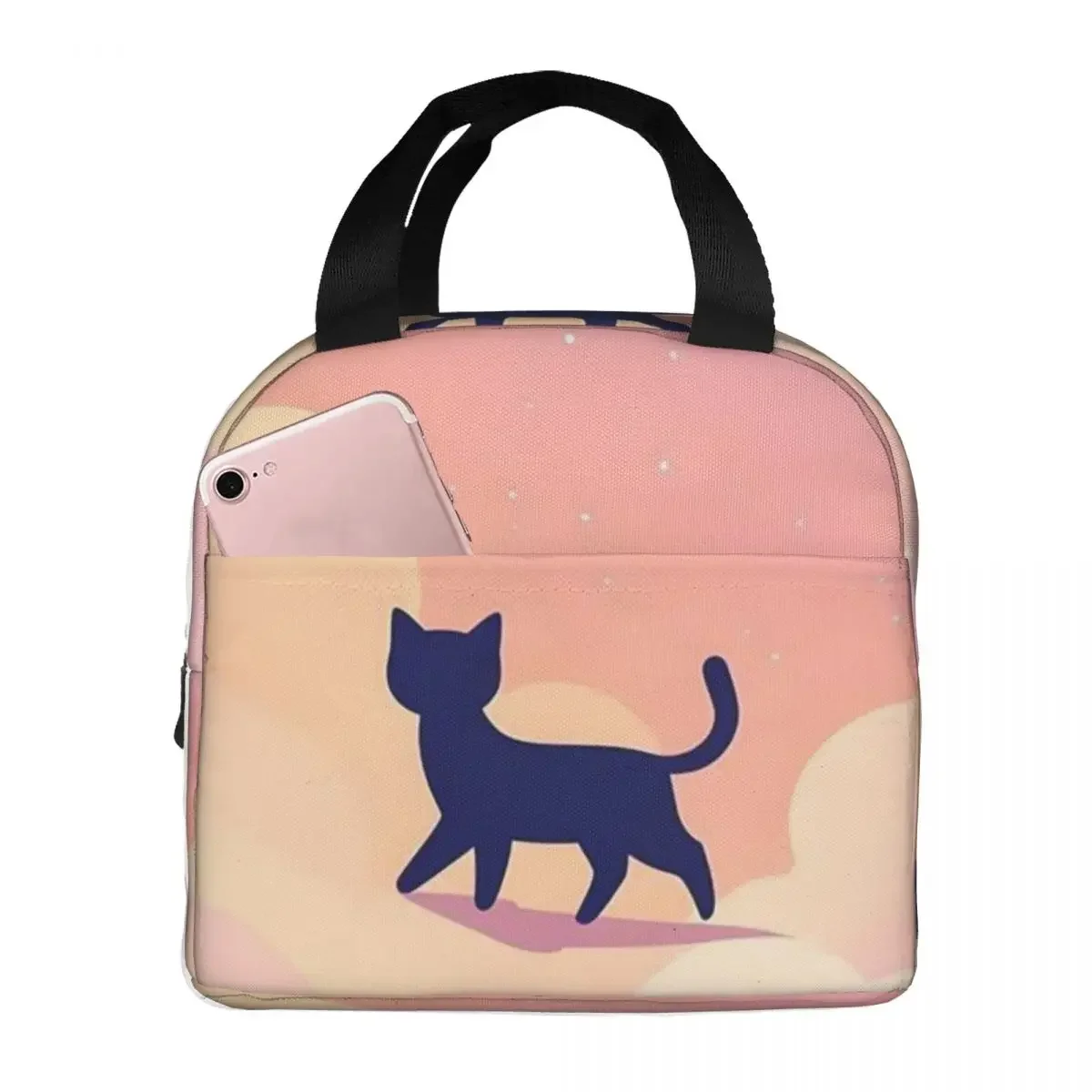 Night Black Cat On The Clouds Insulated Lunch Bag for Women Kids Portable Food Boxes Thermal Lunch Box Tote