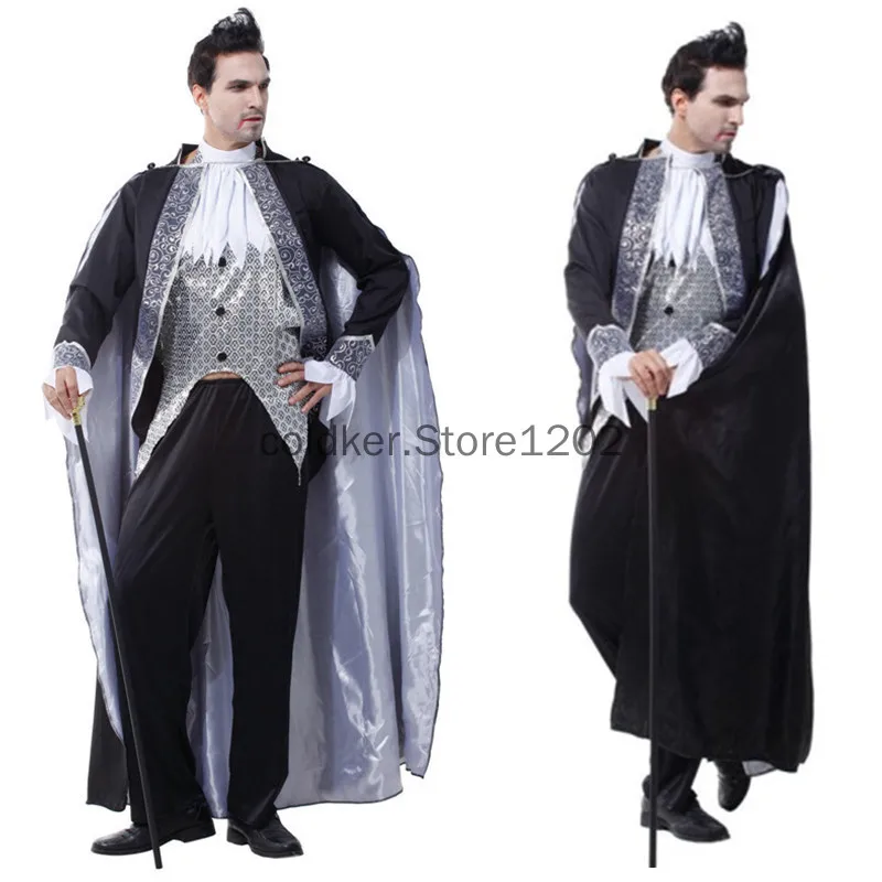 

New Vampire Dracula costume Men Halloween European aristocracy Noble Cosplay Festival parade Carnival Masquerade Nightclub dress