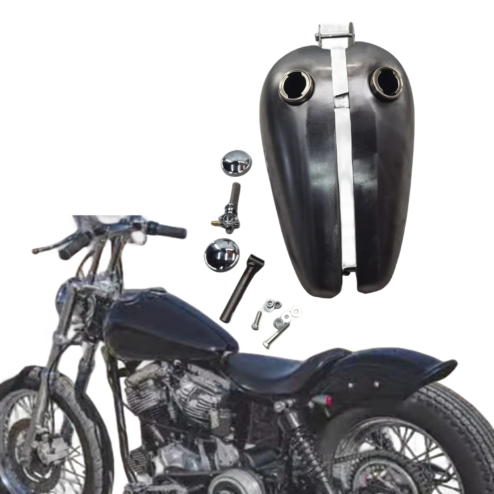 8.6 L Motorcycle Petrol Gas Fuel Tank For Harley Old Models 1936-1984 With 107(1745cc) 114(1868cc) 117(1923cc) Displacement