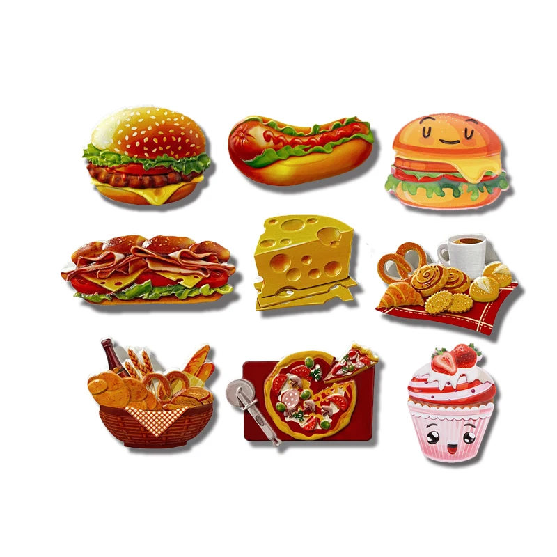 Magnetic Fridge Magnets Creative Afternoon Tea Magnets for The Refrigerator Cartoon Food Resin Fridge Stickers Home Decoration