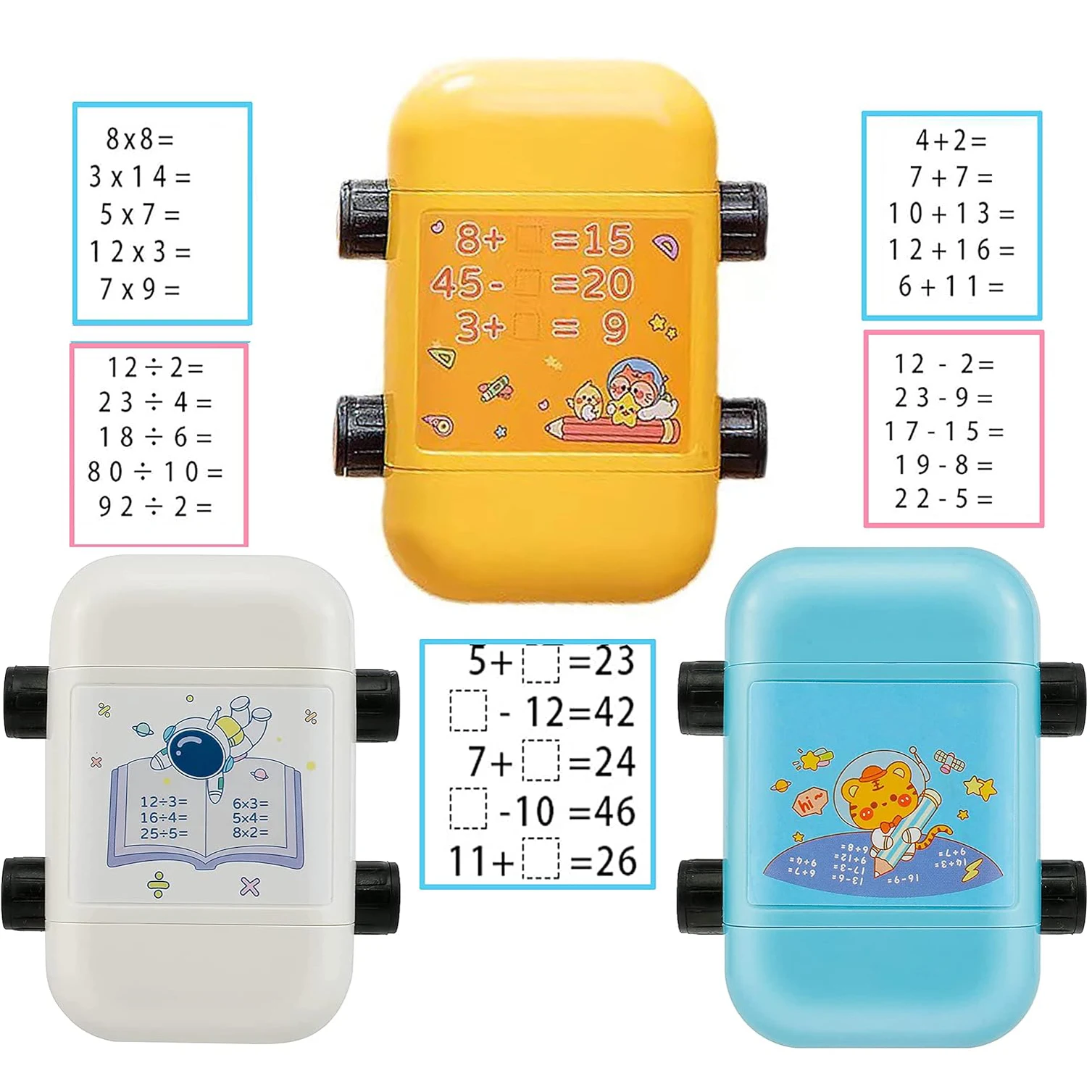 2 in 1 Math Roller Stamp Within 100 Multiplication and Division Dual Head Smart Math Practice Stamps Teaching Stamps for Kids