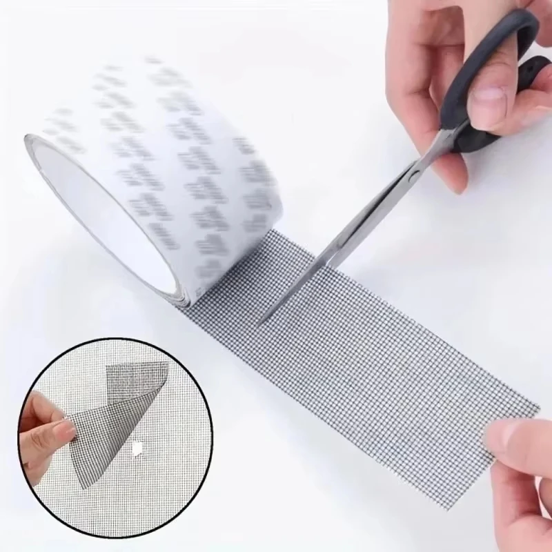Strong Waterproof Self-Adhesive Window Screen Repair Mesh Tape for Covering Holes Tears Anti-Insect Mosquito Net Door Fix Patch