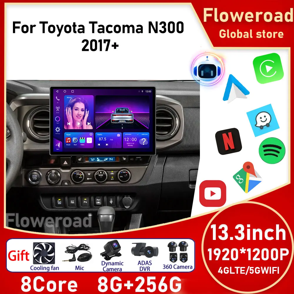 

13" 1920*1200 Android For Toyota Tacoma N300 2017+ Car Radio Multimedia Navigation GPS Video Player Carplay Screen BT 5.0 4G TV