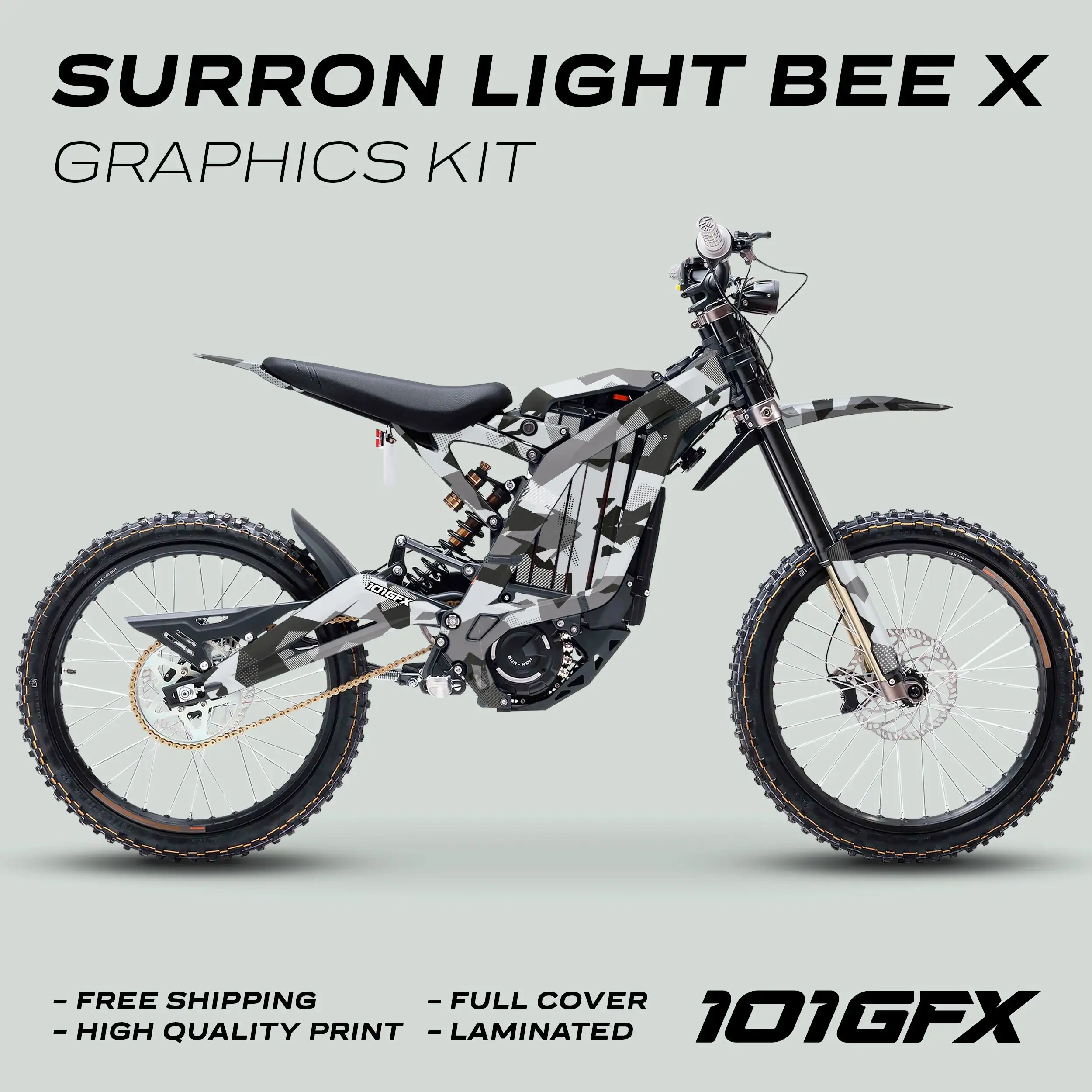 Graphics Kit GEOTECH GREY Decals Stickers Laminated Thick Sur-Ron L1E For Surron Light Bee X