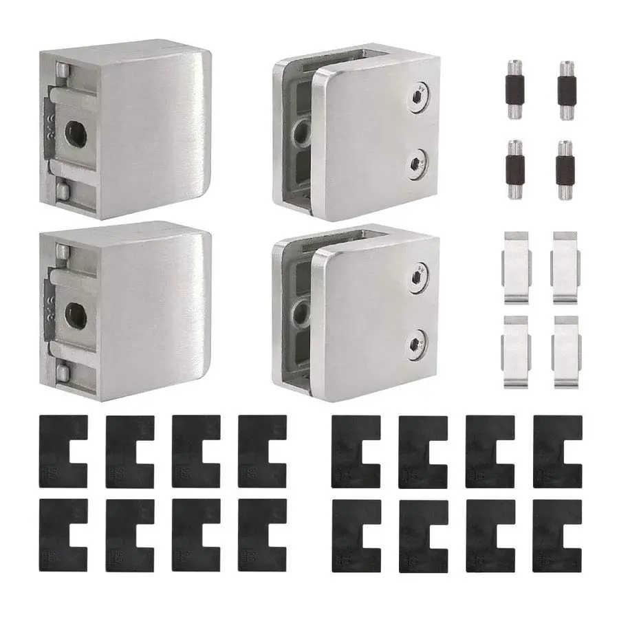 

Steel 316 Marine Grade Square Glass Clamp for Flat Surface Square Tubing amp Glass Balustrade, 3 8 or 1 2, 4Pack GC057FS Brush N