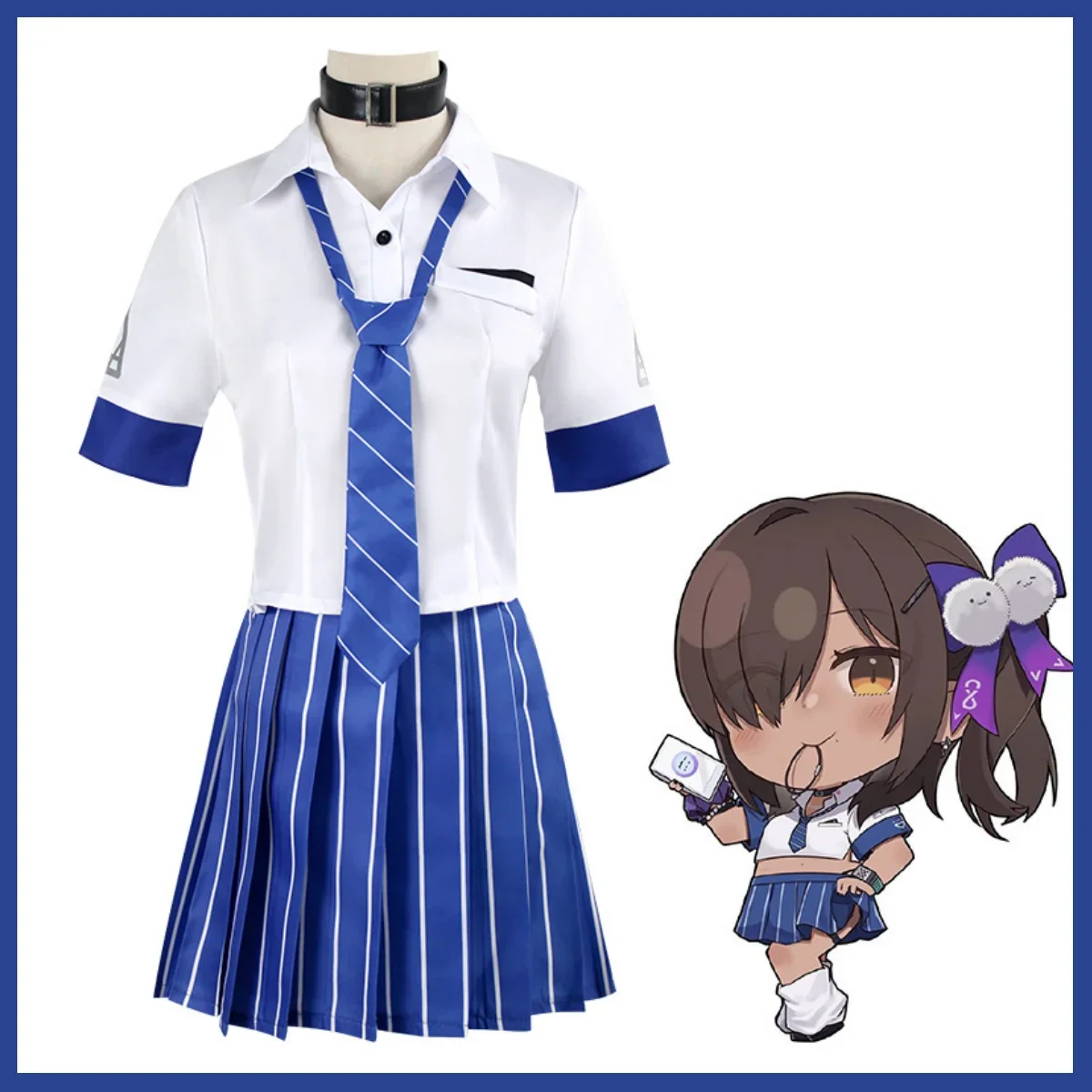 

Game NIKKE：The Goddess of Victory Naga Cosplay Costume Japanese JK Uniform Stripe Skirt Shirt Uniform Woman Carnival Campus Suit