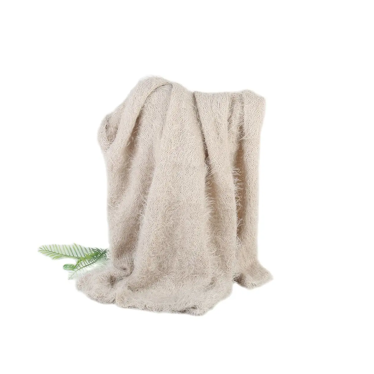 Newborn Knitted Fuzzy Wrap Swaddle Blanket Photography Props Camel Soft Baby Girl High Stretch Wrap Baby Milestone Photo Props