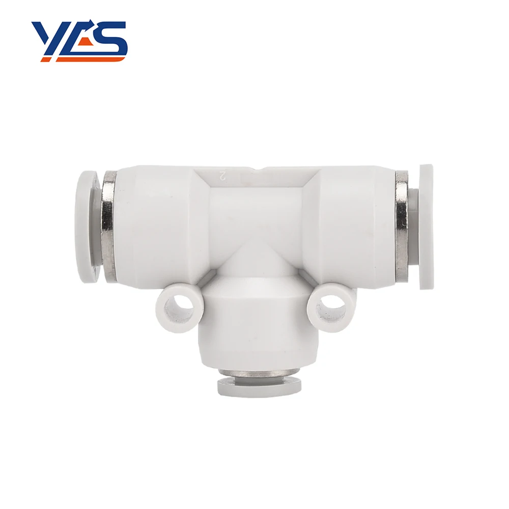 High Quality White PEG10-8 Pneumatic Tee Reducer Union Quick Hose Fitting Plastic Componsntes