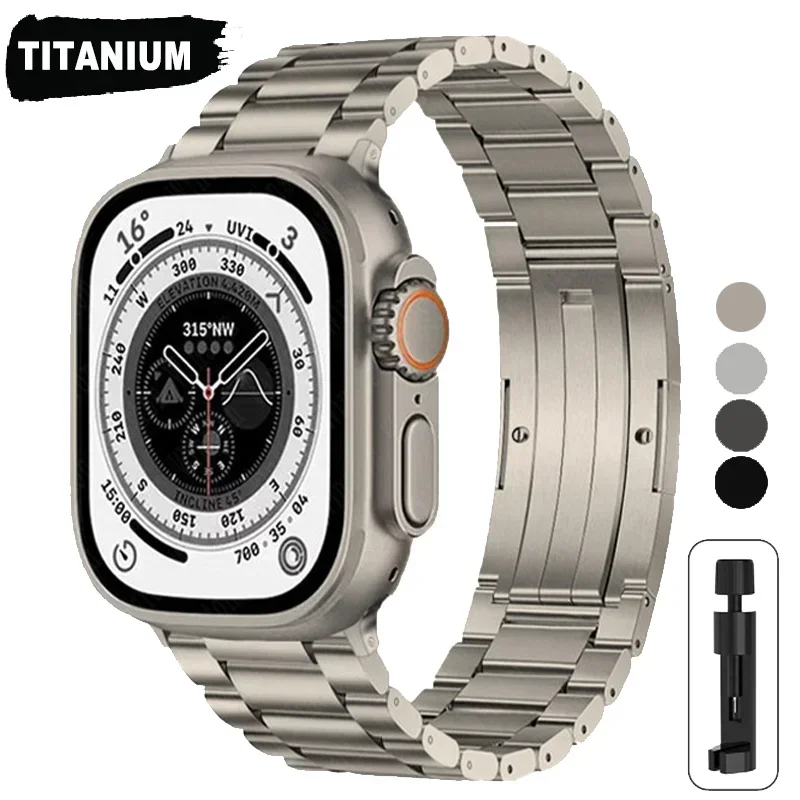 Titanium Band for Apple Watch Ultra 2 Bracelet Strap 49mm 44mm 41mm 45mm 38/40mm 42mm Titanium Connector IWatch Series 8 7 6 5 4