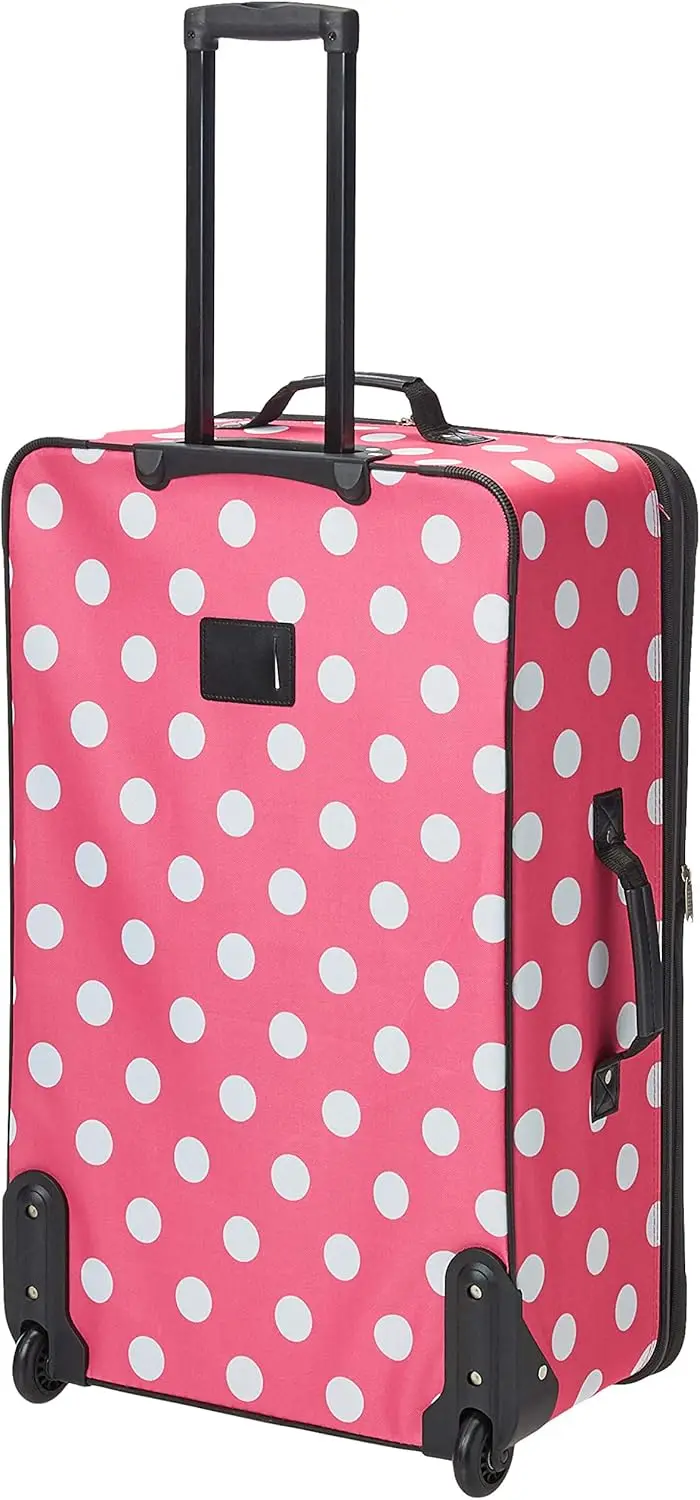 Polka Softside Upright Luggage Set, Expandable, Lightweight, Pink Dots, 4-Piece (14/19/24/28)