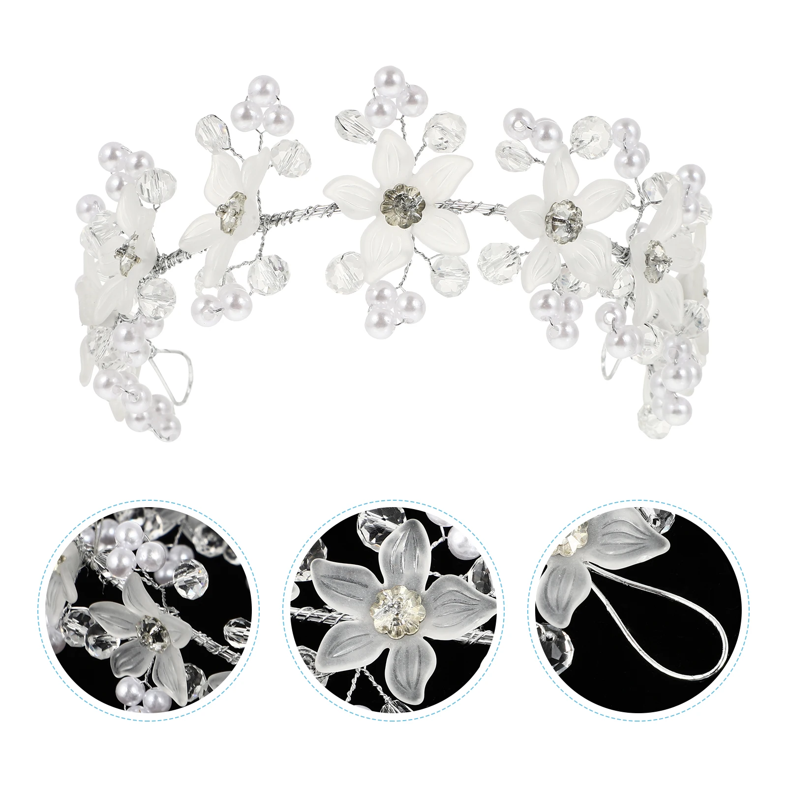 

Pearl Beads Headb Acrylic Flower Bridal Hair Accessories Wedding Headpiece for Brides Women Lightweight Comfortable Durability