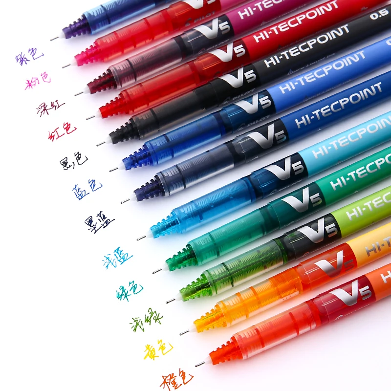 

12pcs/lot Japan PILOT Hi Tecpoint Straight Liquid Gel Pen BX-V5 Color Colorful Gel Pen 0.5mm Needle Tip High Capacity Ink