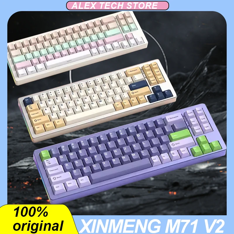 

Xinmeng M71 V2 Mechanical Keyboard Three Mode 2.4g Wireless Bluetooth Aluminum 71keys Hot-Swap Rgb Customized Gaming Keyboard