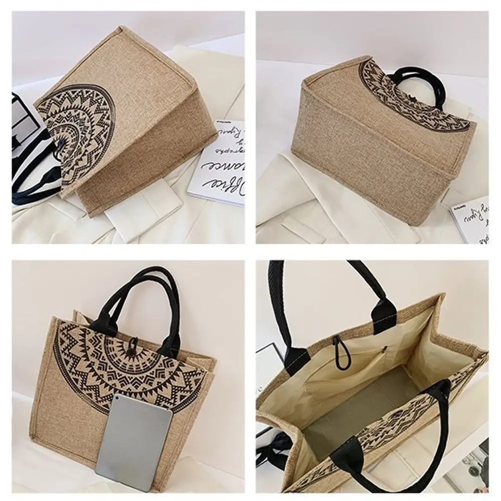 Vintage Korean Tote Bag Casual Lady Shoulder Eco Canvas Bags National Style Women Recycle Handbag Shopping Bag Storage Bag