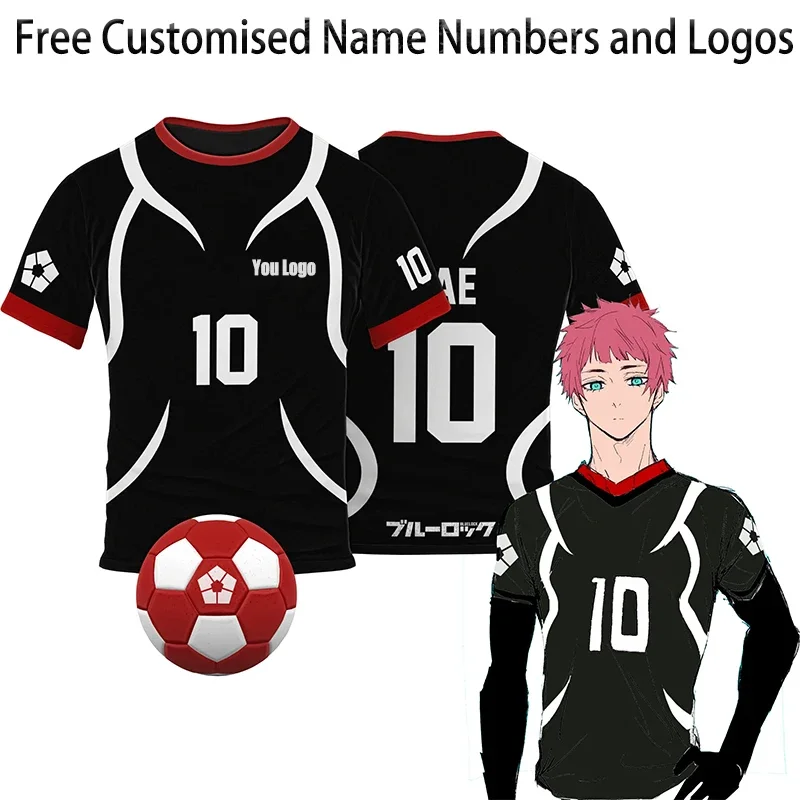 

Blue Lock Japan U20 Black Cartoon Anime Cosplay Men Jersey Summer Short Sleeve Children Tee Tops Quick-Dry Fashion Women T-shirt