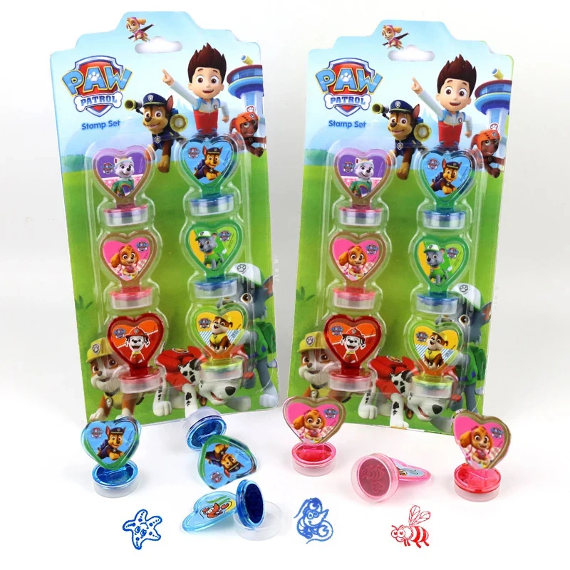 Paw Patrol Cartoon Pattern Stamp Toy para crianças, figuras primárias do Anime, estudante e escola, suprimentos para jardim de infância, presente