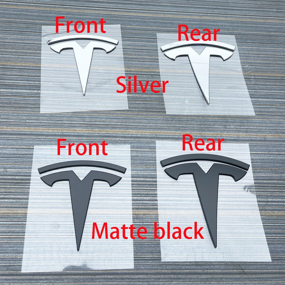 1 pcs suitable for Tesla logo Model 3 Mode Y car front hood logo sticker design, rear trunk badge accessory