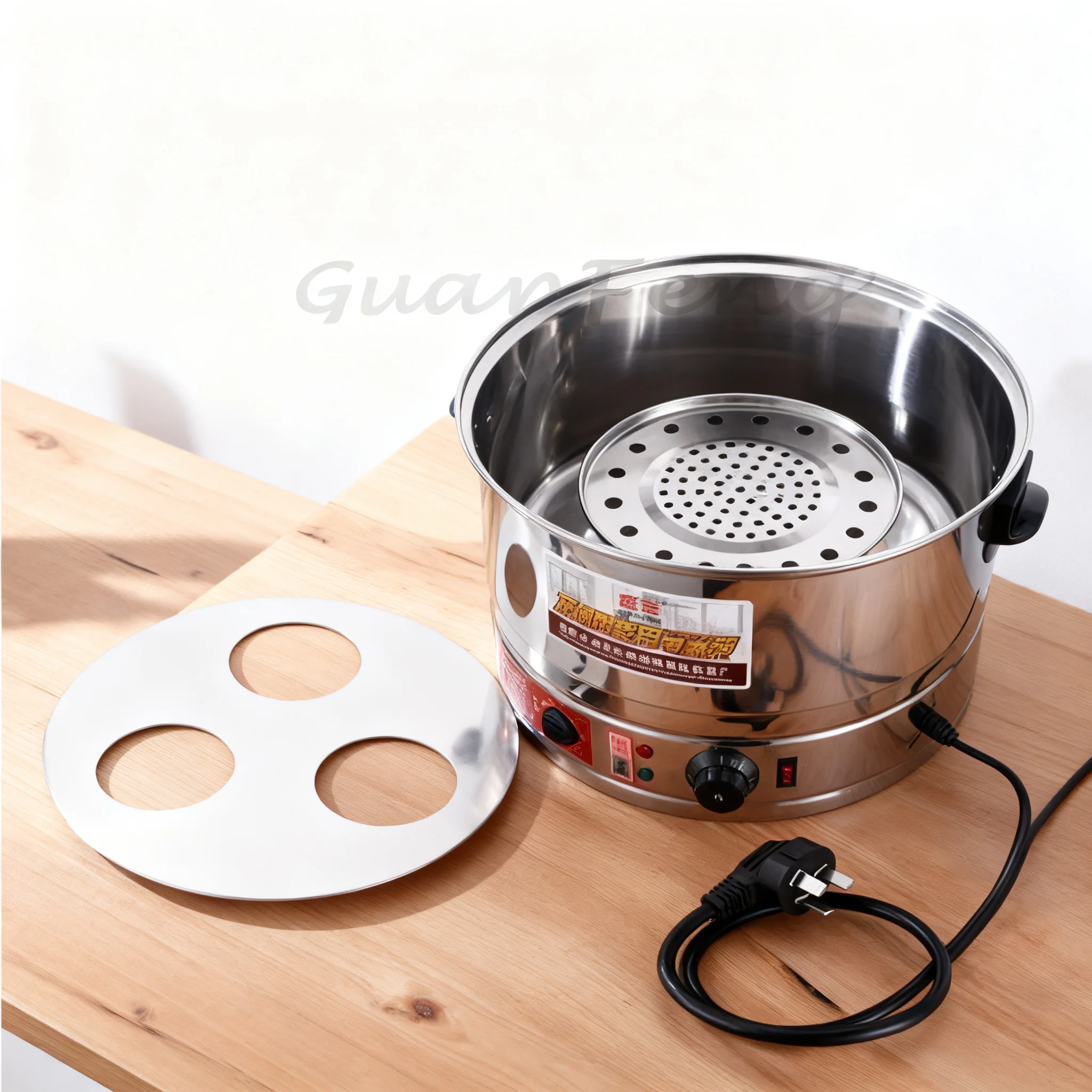 Stainless Steel Household Electric Steamer Pot, 220V Timing Cookware, 3/4 Layers 35-52cm Large Capacity Food Steamer