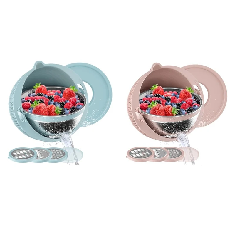 

Colander With Mixing Bowl Grater Set Colander Bowl Fruit Strainer Bowl Colanders&Food Strainers Rotatable Kitchen Bowl