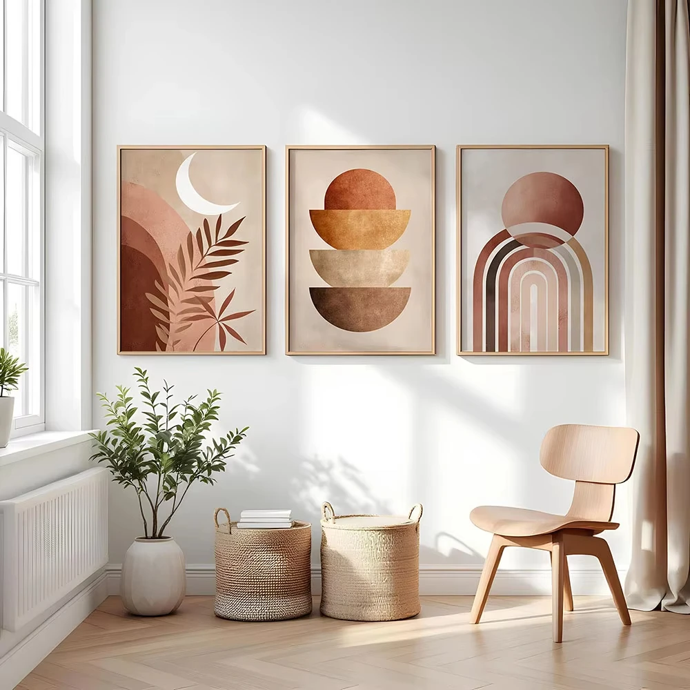 3Pcs Frameless Abstract Boho Minimalist Geometric Triptych C