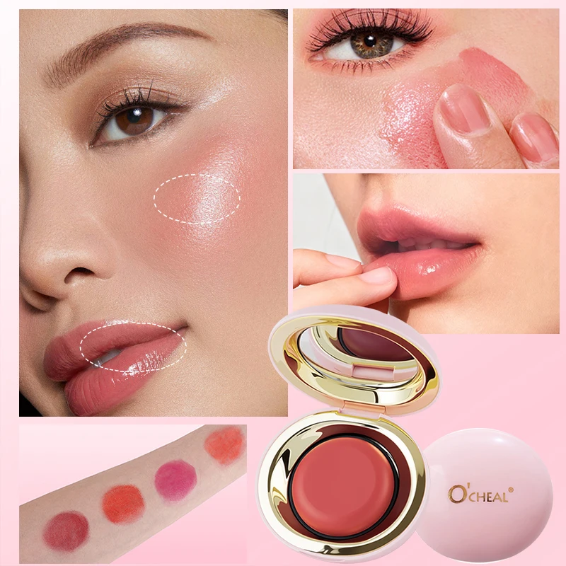 O'CHEAL Translucent Radiant Skin Blusher Four-Color Blush Lips And Cheeks Dual-Use Natural Brightening Long-Lasting Waterproof
