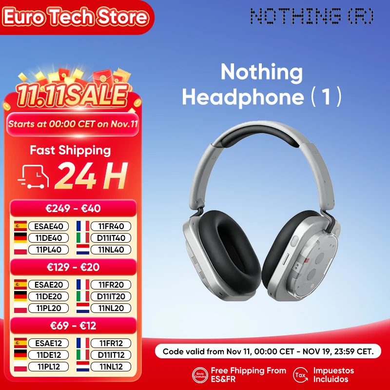 Rien casque (1) casque supra-auriculaire sans fil suppression active du bruit jusqu'à 80h batterie haute résolution espace Audio casque à Charge rapide