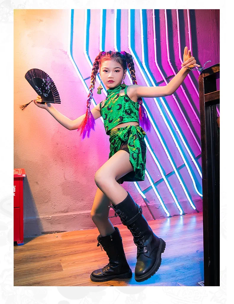 Kinder Street Dance Hip Hop Set Coole Mädchen Jazz Dance Performance Kleidung Trendige Tanzkleidung