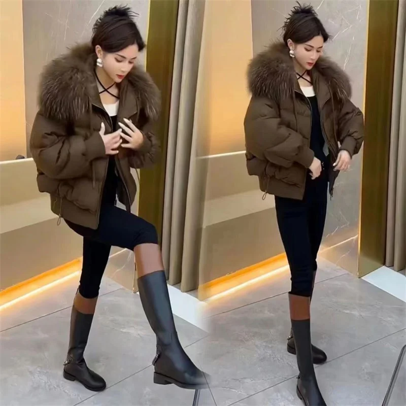 韓国女性用長袖綿入りコート 冬 レディースファッション 無地 パファージャケット 2025 女性用ショートパーカー アウター