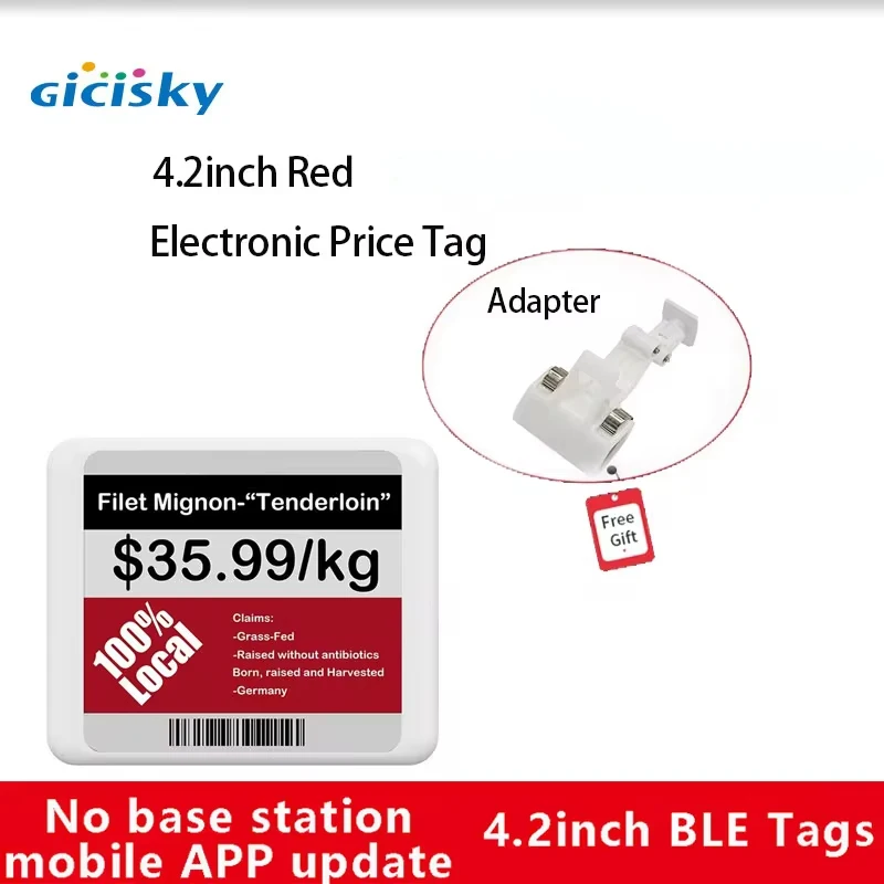 Gicisky pantalla Eink de 4,2 pulgadas con regalo gratis etiqueta de precio electrónica tarjeta de visualización de precio ePaper ESL Bluetooth