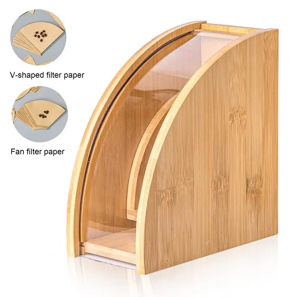 Wood Coffee Filter Paper Holder With Dustproof Cover Storage Rack For 101 102 Filter Paper For Cafe Coffee Paper Container Stand