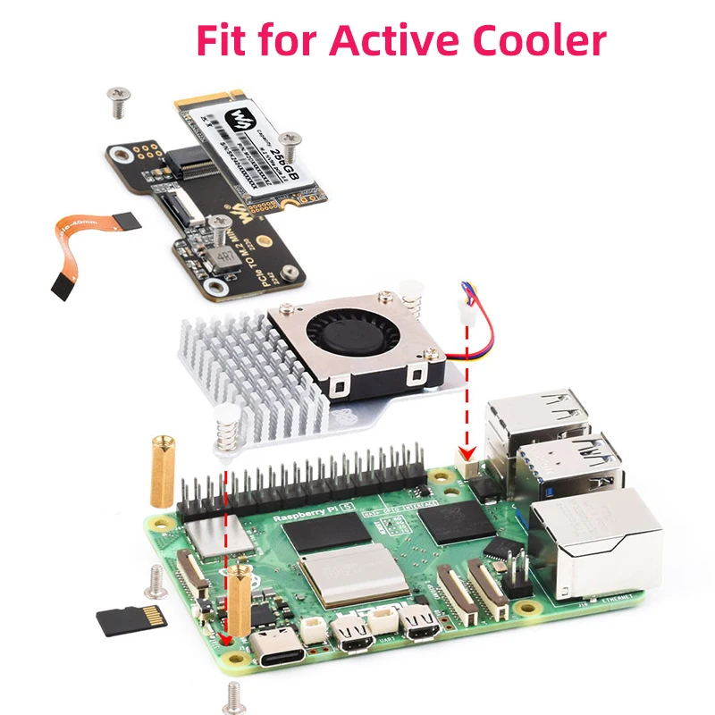 PCIe To M.2 Mini Adapter for Raspberry Pi 5 Supports NVMe Protocol M.2 Solid State Drive NVMe HAT for Raspberry Pi 5