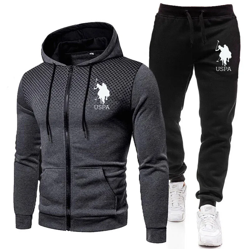 

Mens Tracksuits Men's Clothing Men Sets Hoodie Set Zipper Sweatshirt Casual Sport Sweatpants Man Sweat Suit Set Running