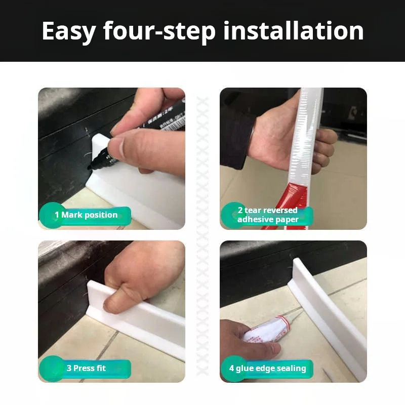 Bathroom Toilet Waterproof Strip Silicone Self-adhesive Waterproof Strip  Shower Room Floor Dry Wet Separation Waterproof Strip view 6