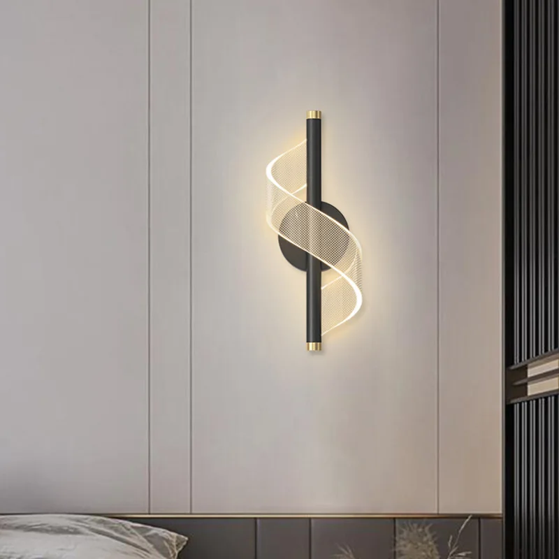 Luxury Gold Bedroom Wall Lamp Nordic Modern Minimalist Wall Light Living Room Feature Wall Light Hotel Villa Decor Wall Lamp
