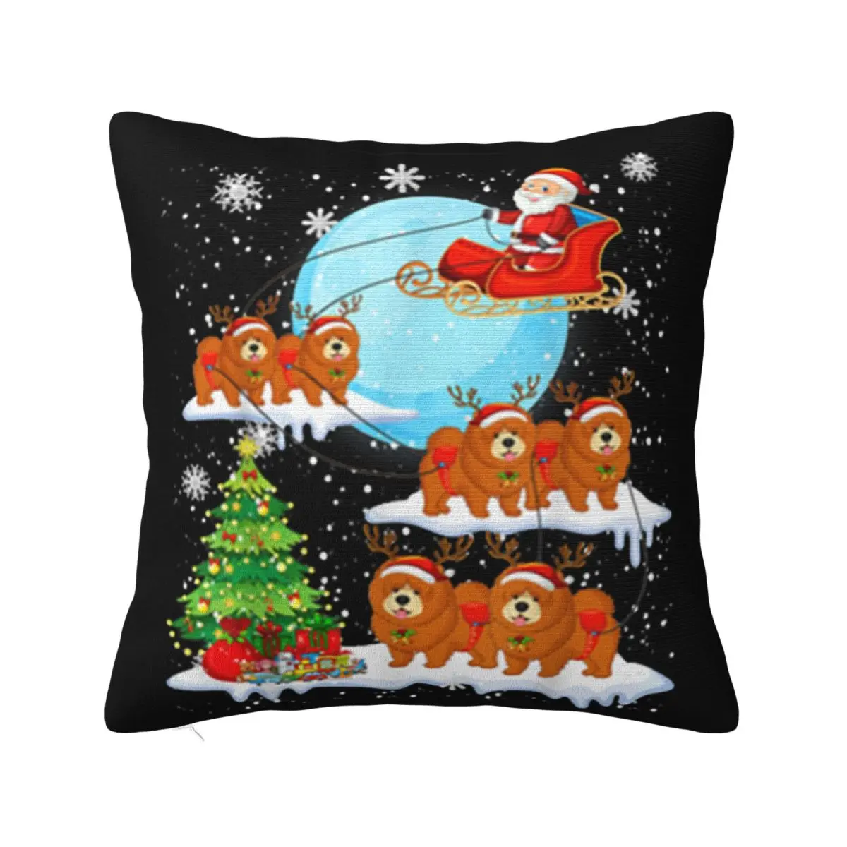 Beautiful Cute Chow Chow Reindeer Christmas 2019 Dog Gift Cheap Price Cartoon Rock Loose Pillow Case