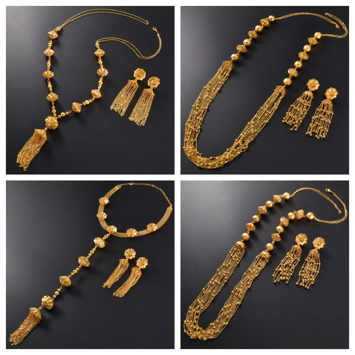 

Middle Eastern Cooper Jewelry Set Arabian Necklace Earrings for Women Luxury Wedding Gift Dubai Jewelry Sets