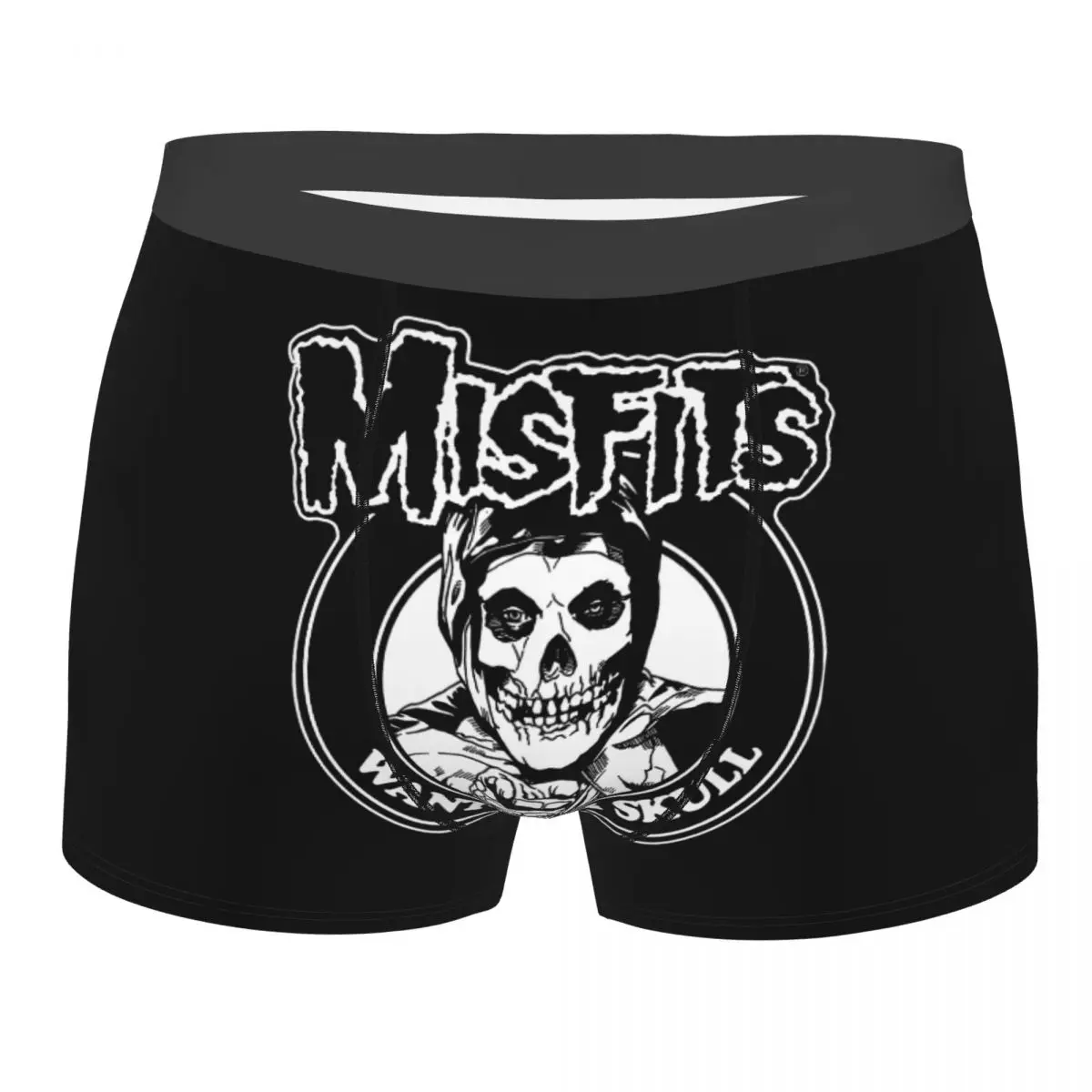 Custom Rock Punk Band Misfits Skull Face Underwear Men Printed Heavy Metal Boxer Briefs Shorts Panties Breathable Underpants