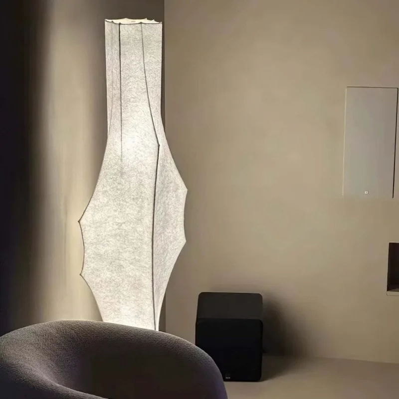 Japanese-style wabi-sabi wind imitation silk retro zen floor lamp,
