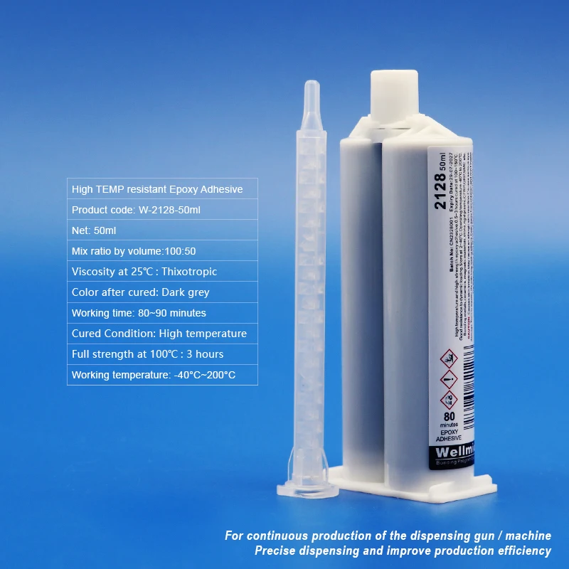 2128 2K Thixotropic Epoxy Adhesive Bond Metals Good Dynamic Load Performance High Temperature 200℃ Resistance 50ML Epoxy AB Glue