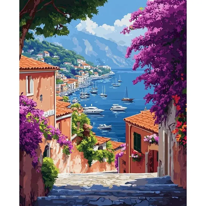 

SDOYUNO Diamond Embroidery Landscape Rhinestone Pictures Diamond Mosaic Town Scenery Cross Stitch Diamond Painting Full Set