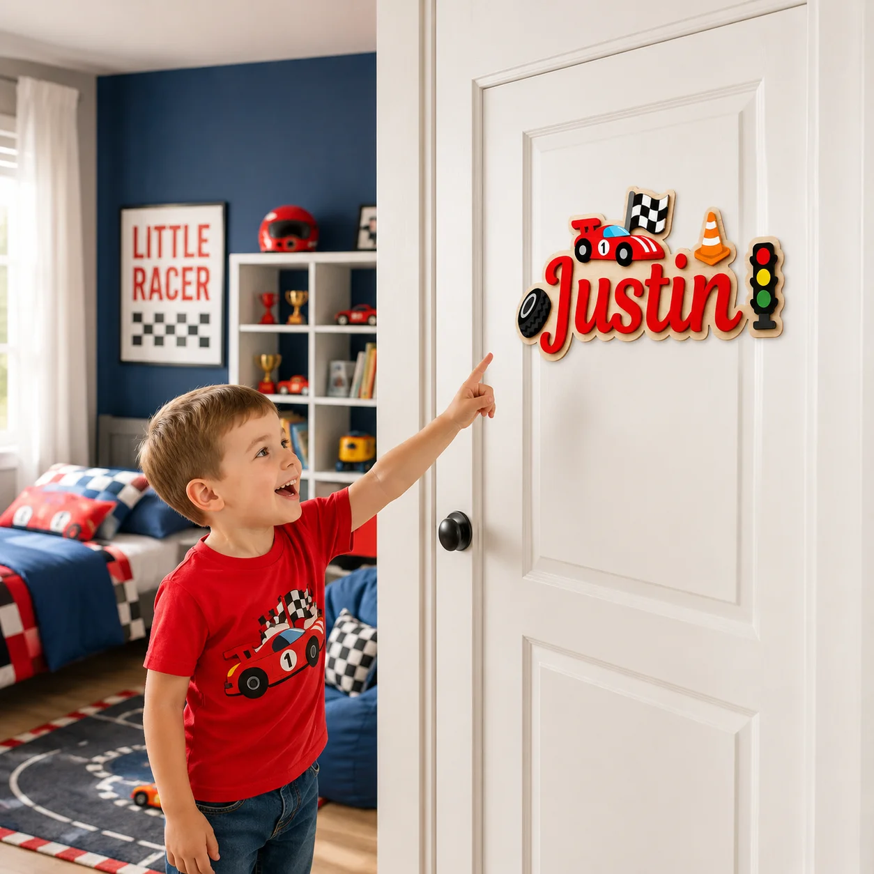 Custom Wooden Name Sign Personalized Kids Door Plaque 3D Layered Wall Hanging for Nursery Room Decor