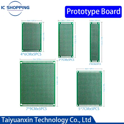 25PCS PCB Prototype Board Circuit Protoboard Universial Double Side Prototype Diy Pcb Kit 4X6cm 5X7cm 3X7cm 2X8cm 7x9cm Mixed