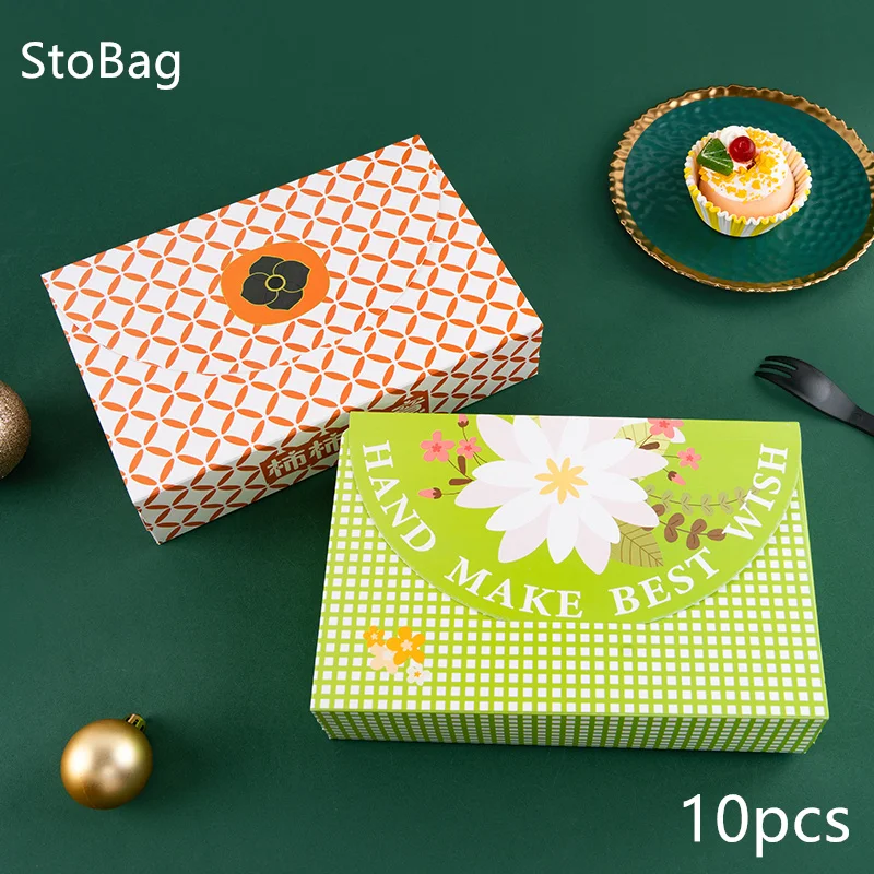 

StoBag-Mooncake Gift Box Packaging Egg Yolk Cake Clamshell Snow Mei Niang Mung Bean Baking Mid-Autumn Festival Kids Party 10Pcs