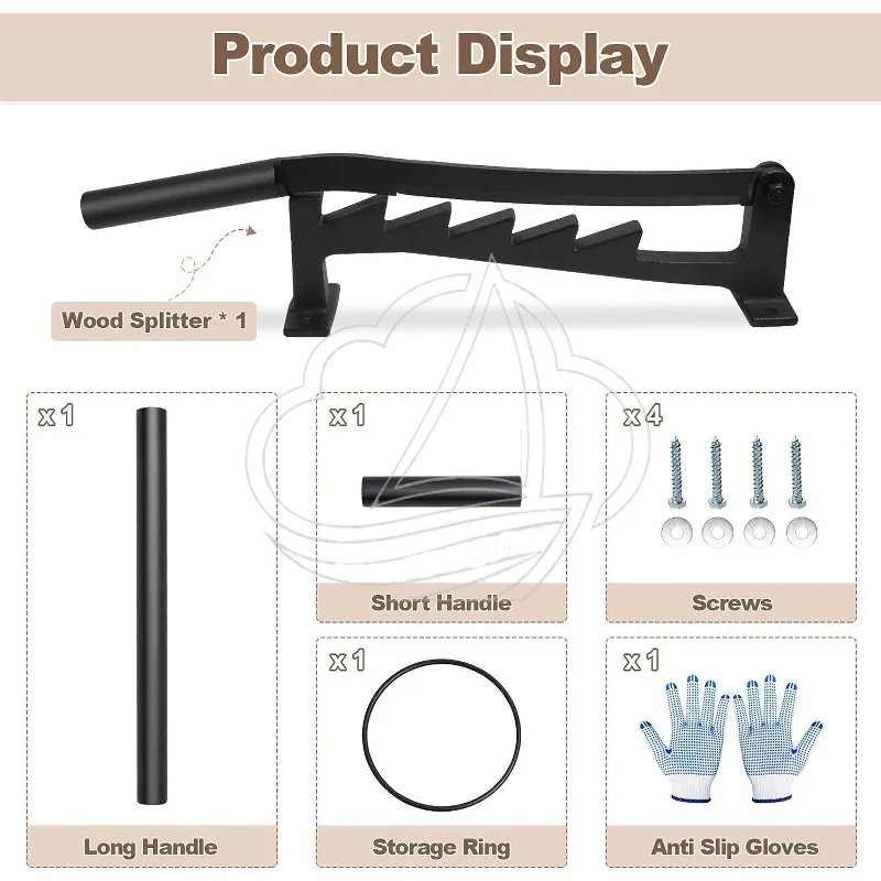 Wall Mounted Kindling Splitter with Labor-saving Handle Manual Firewood Log Splitter view 6