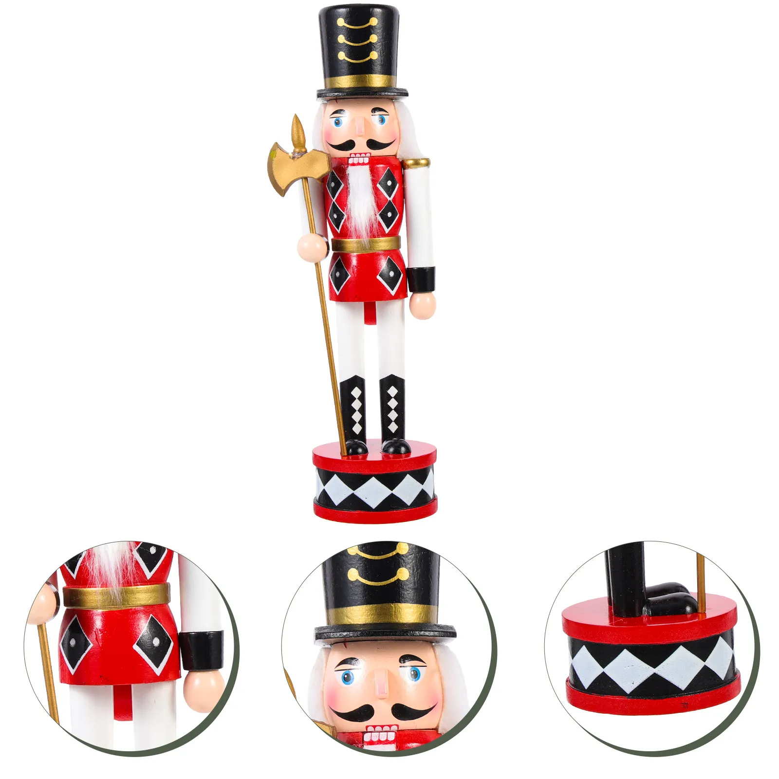 

Christmas Nutcracker Decor Wooden Desktop Ornament Xmas Holiday Figure Indoor Decoration for Shelf Table Window Display
