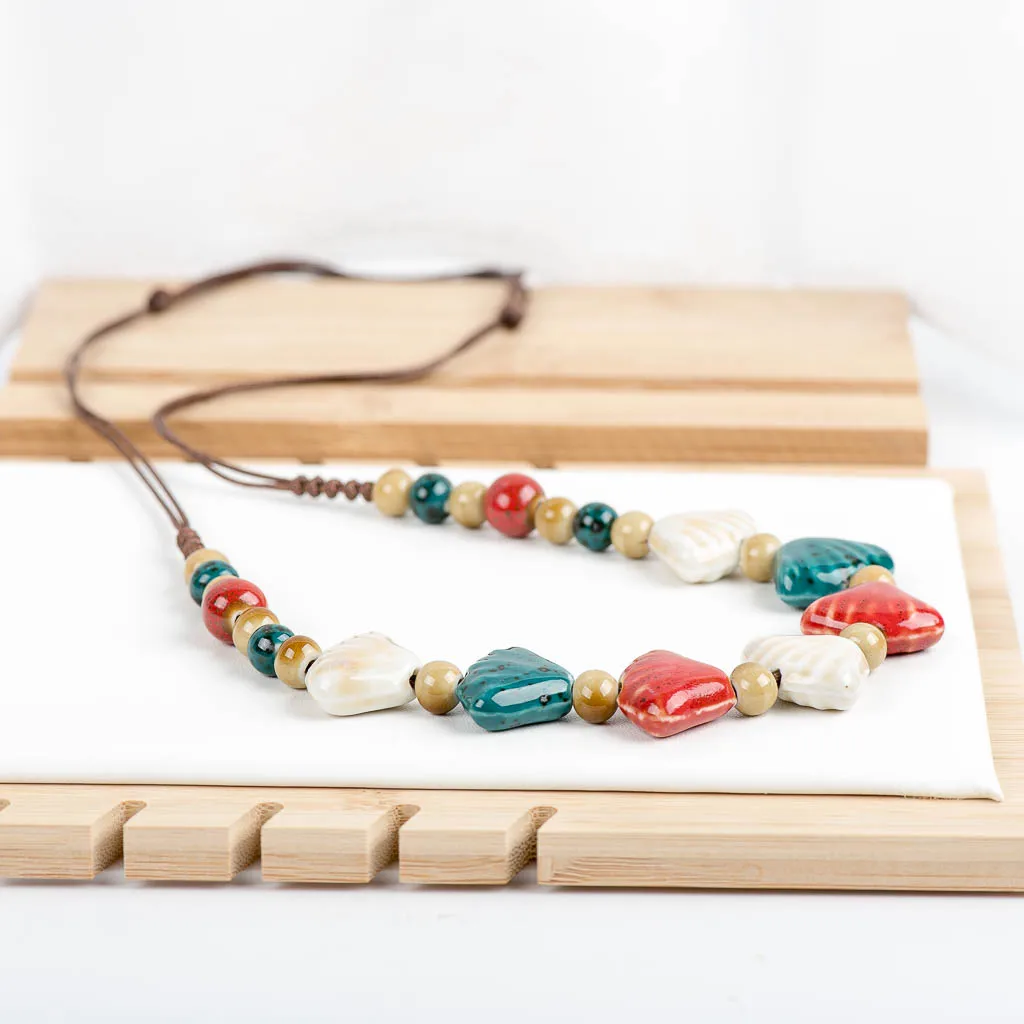 Women\'s Handcraft Ceramic Necklaces Retro Style Pendan Procelain Necklace For Women Mama Gift  #MY166