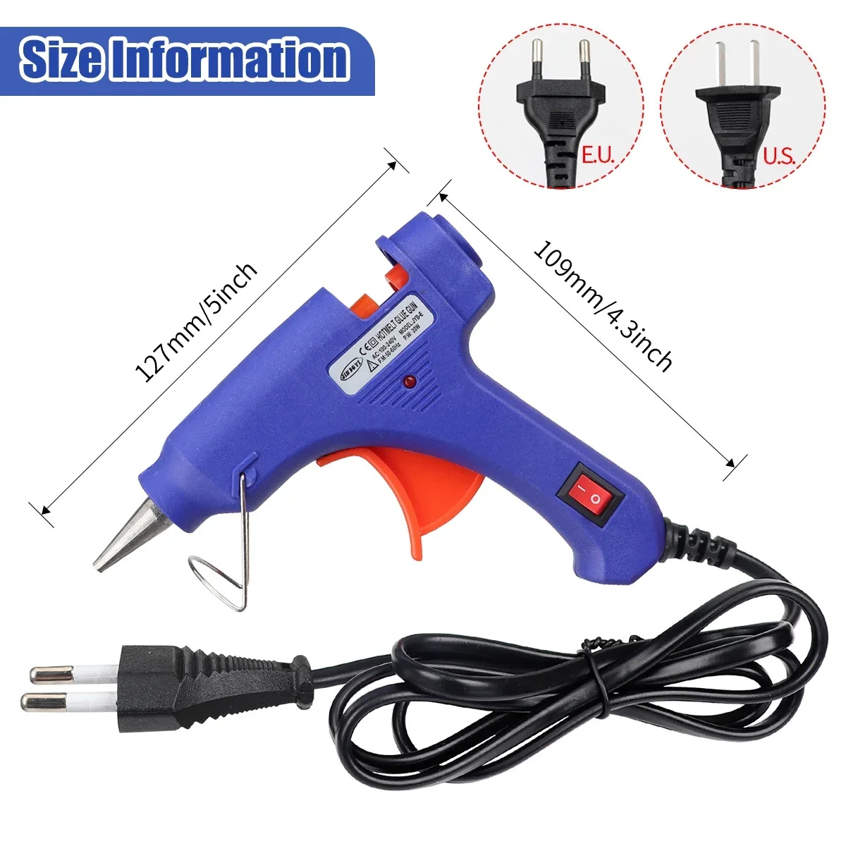 20W Hot Melt Glue Gun DIY Mini Household Industrial Guns Heat Temperature Thermo EU Electric Repair Tool Use 7mm Glue Sticks